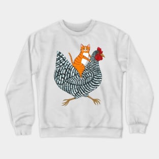 Ginger Cat Chicken Ride Crewneck Sweatshirt